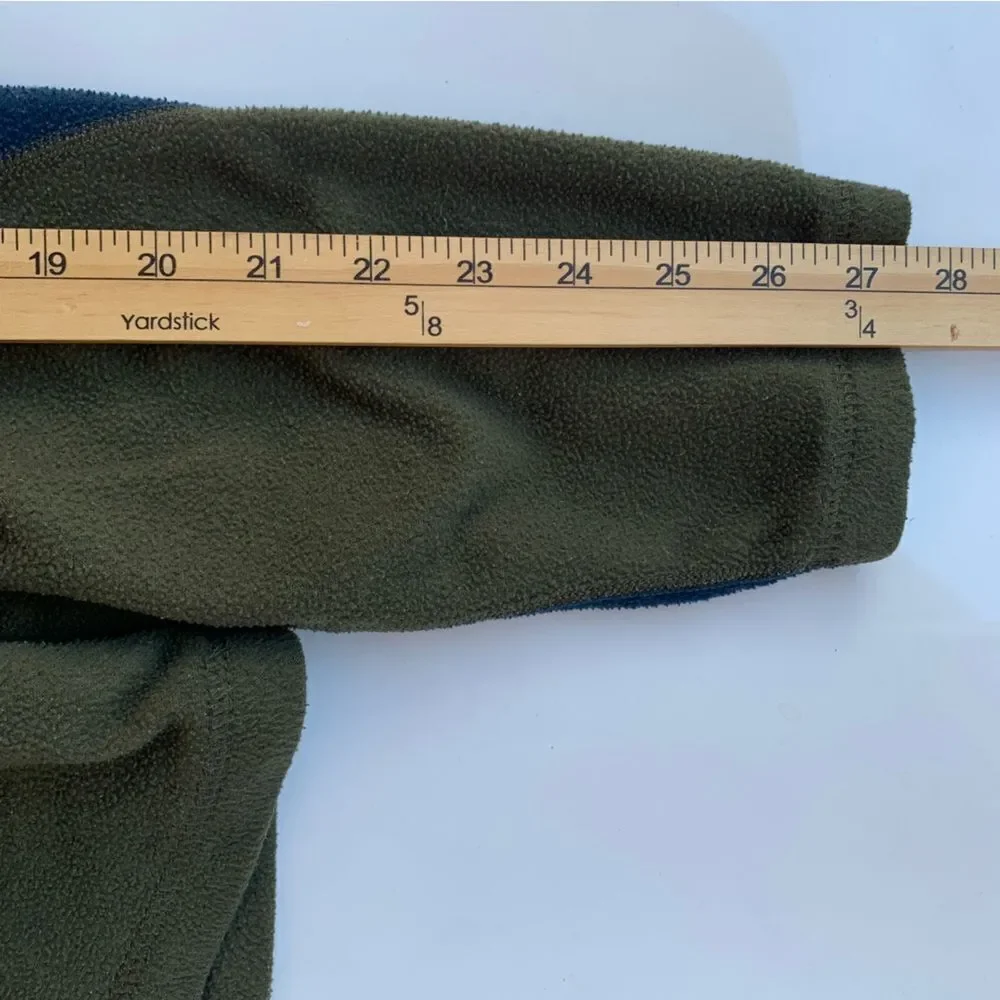 Patagonia Capilene Sweater Men Medium Fleece Green/ Blue 1/4 Zip Stand Up Neck